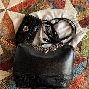 Black Leather Brighton Handbag